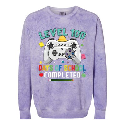 100 Days Of School Level Gamer 100 Days Of School Completed 100 Days Student Colorblast Crewneck Sweatshirt