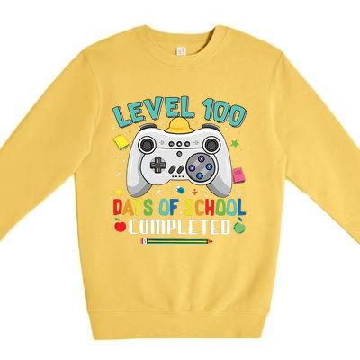 100 Days Of School Level Gamer 100 Days Of School Completed 100 Days Student Premium Crewneck Sweatshirt