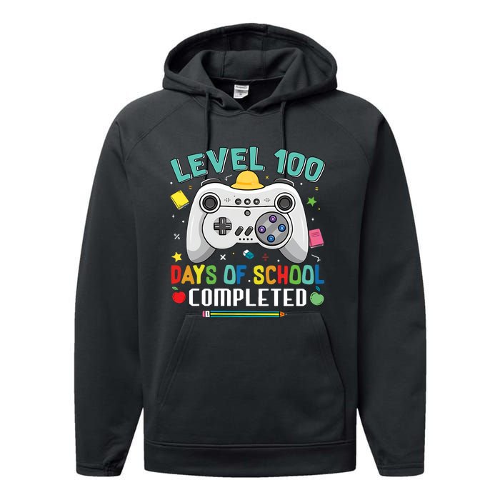 100 Days Of School Level Gamer 100 Days Of School Completed 100 Days Student Performance Fleece Hoodie