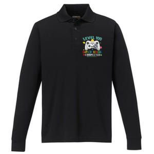 100 Days Of School Level Gamer 100 Days Of School Completed 100 Days Student Performance Long Sleeve Polo