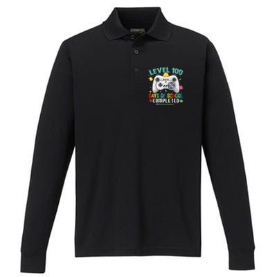 100 Days Of School Level Gamer 100 Days Of School Completed 100 Days Student Performance Long Sleeve Polo