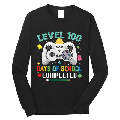 100 Days Of School Level Gamer 100 Days Of School Completed 100 Days Student Long Sleeve Shirt