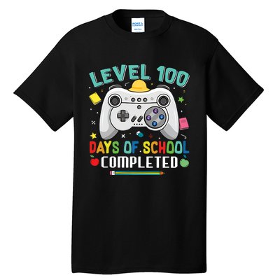 100 Days Of School Level Gamer 100 Days Of School Completed 100 Days Student Tall T-Shirt