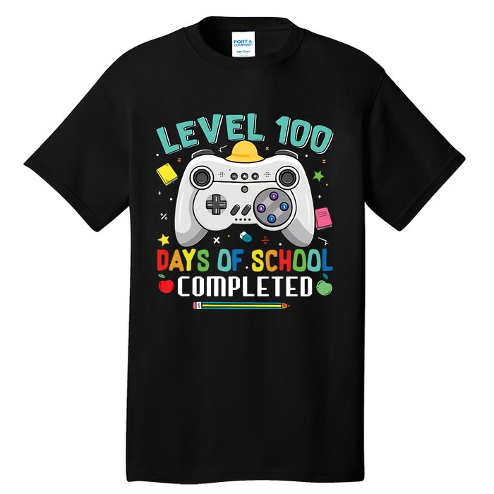 100 Days Of School Level Gamer 100 Days Of School Completed 100 Days Student Tall T-Shirt