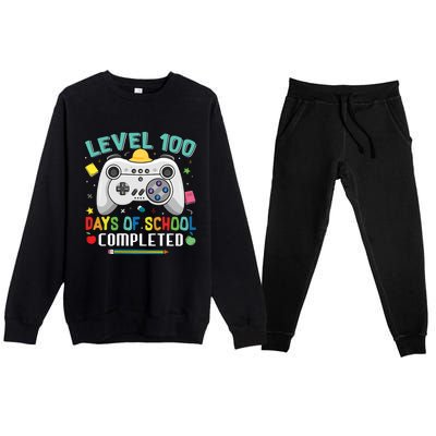 100 Days Of School Level Gamer 100 Days Of School Completed 100 Days Student Premium Crewneck Sweatsuit Set