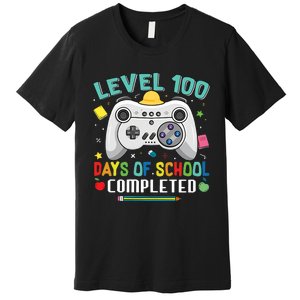 100 Days Of School Level Gamer 100 Days Of School Completed 100 Days Student Premium T-Shirt