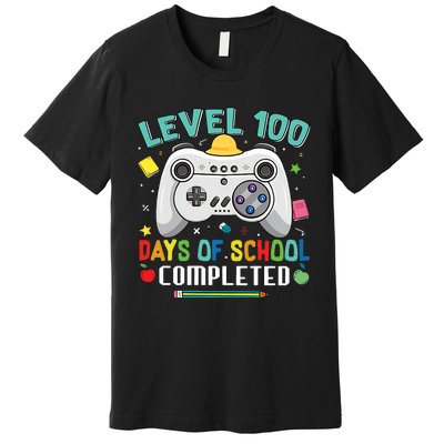 100 Days Of School Level Gamer 100 Days Of School Completed 100 Days Student Premium T-Shirt