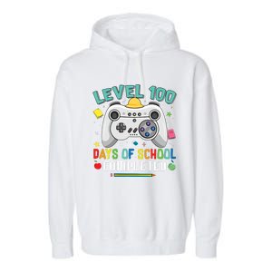 100 Days Of School Level Gamer 100 Days Of School Completed 100 Days Student Garment-Dyed Fleece Hoodie