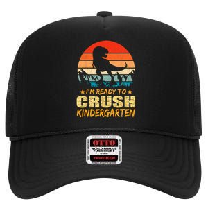 1st Day Of Kindergarten Im Ready To Crush Dinosaur Boy High Crown Mesh Back Trucker Hat