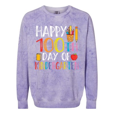 100th Day Of Kindergarten Teachers 100 Days Of School Gift Colorblast Crewneck Sweatshirt