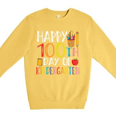 100th Day Of Kindergarten Teachers 100 Days Of School Gift Premium Crewneck Sweatshirt