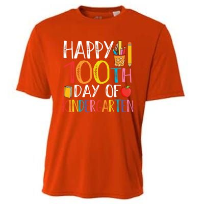 100th Day Of Kindergarten Teachers 100 Days Of School Gift Cooling Performance Crew T-Shirt