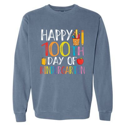 100th Day Of Kindergarten Teachers 100 Days Of School Gift Garment-Dyed Sweatshirt