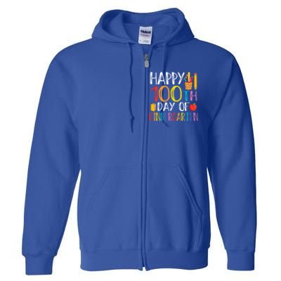 100th Day Of Kindergarten Teachers 100 Days Of School Gift Full Zip Hoodie