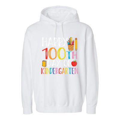 100th Day Of Kindergarten Teachers 100 Days Of School Gift Garment-Dyed Fleece Hoodie