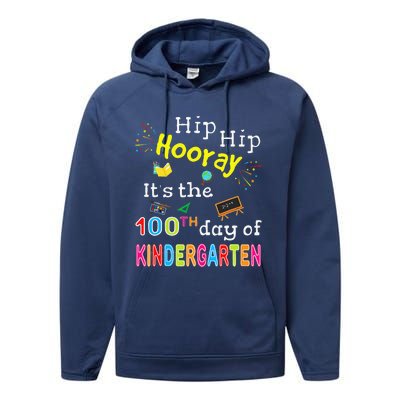 100 Days Of School Gifts For Kindergarten Teacher Performance Fleece Hoodie