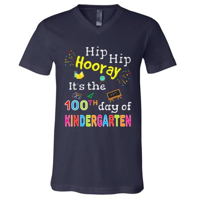 100 Days Of School Gifts For Kindergarten Teacher V-Neck T-Shirt