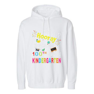 100 Days Of School Gifts For Kindergarten Teacher Garment-Dyed Fleece Hoodie