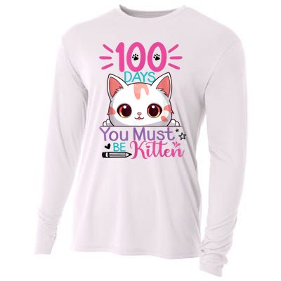 100 Days Of School You Must Be Kitten Cat 100 Days Of School Cooling Performance Long Sleeve Crew