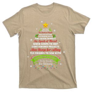 12 Days Of Christmas Funny Quilting Sewing Xmas Tree Lights T-Shirt