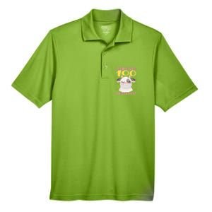 100 Days Of School Cute Cow Wearing Mask Golden Stars Gift Men's Origin Performance Pique Polo