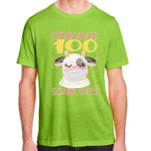 100 Days Of School Cute Cow Wearing Mask Golden Stars Gift Adult ChromaSoft Performance T-Shirt