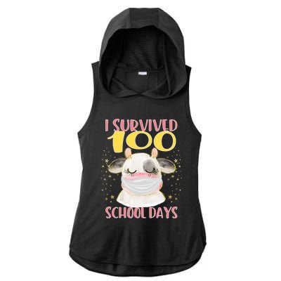 100 Days Of School Cute Cow Wearing Mask Golden Stars Gift Ladies PosiCharge Tri-Blend Wicking Draft Hoodie Tank