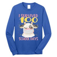 100 Days Of School Cute Cow Wearing Mask Golden Stars Gift Long Sleeve Shirt