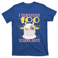 100 Days Of School Cute Cow Wearing Mask Golden Stars Gift T-Shirt