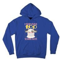 100 Days Of School Cute Cow Wearing Mask Golden Stars Gift Tall Hoodie