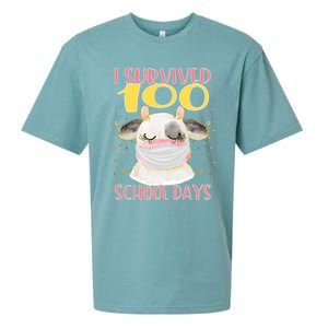 100 Days Of School Cute Cow Wearing Mask Golden Stars Gift Sueded Cloud Jersey T-Shirt