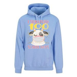 100 Days Of School Cute Cow Wearing Mask Golden Stars Gift Unisex Surf Hoodie