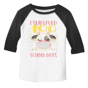 100 Days Of School Cute Cow Wearing Mask Golden Stars Gift Toddler Fine Jersey T-Shirt