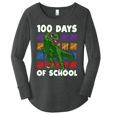 100 Days Of School 100th Day Dino Women's Perfect Tri Tunic Long Sleeve Shirt