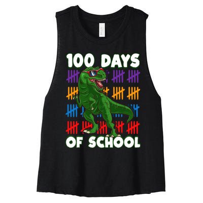 100 Days Of School 100th Day Dino Women's Racerback Cropped Tank