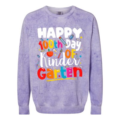 100th Day Of Kindergarten Teachers 100 Days Of School Cool Gift Colorblast Crewneck Sweatshirt