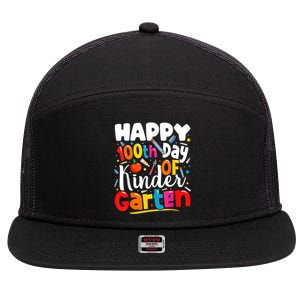 100th Day Of Kindergarten Teachers 100 Days Of School Cool Gift 7 Panel Mesh Trucker Snapback Hat