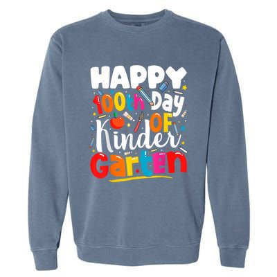 100th Day Of Kindergarten Teachers 100 Days Of School Cool Gift Garment-Dyed Sweatshirt