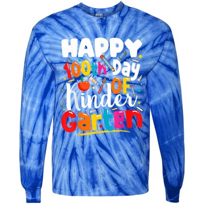 100th Day Of Kindergarten Teachers 100 Days Of School Cool Gift Tie-Dye Long Sleeve Shirt