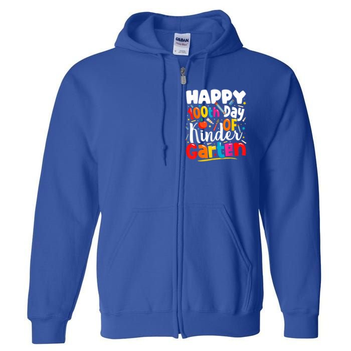 100th Day Of Kindergarten Teachers 100 Days Of School Cool Gift Full Zip Hoodie