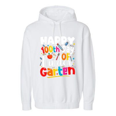 100th Day Of Kindergarten Teachers 100 Days Of School Cool Gift Garment-Dyed Fleece Hoodie