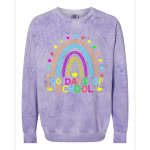 100 Days Of School Teacher Rainbow 100th Day Leopard Student Colorblast Crewneck Sweatshirt