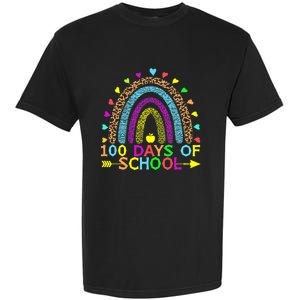 100 Days Of School Teacher Rainbow 100th Day Leopard Student Garment-Dyed Heavyweight T-Shirt