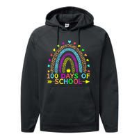 100 Days Of School Teacher Rainbow 100th Day Leopard Student Performance Fleece Hoodie