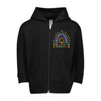 100 Days Of School Teacher Rainbow 100th Day Leopard Student Toddler Zip Fleece Hoodie