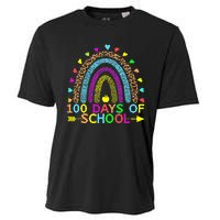 100 Days Of School Teacher Rainbow 100th Day Leopard Student Cooling Performance Crew T-Shirt