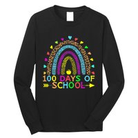 100 Days Of School Teacher Rainbow 100th Day Leopard Student Long Sleeve Shirt