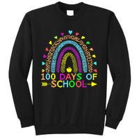 100 Days Of School Teacher Rainbow 100th Day Leopard Student Sweatshirt