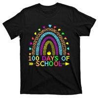 100 Days Of School Teacher Rainbow 100th Day Leopard Student T-Shirt