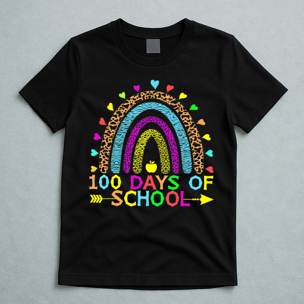 100 Days Of School Teacher Rainbow 100th Day Leopard Student T-Shirt